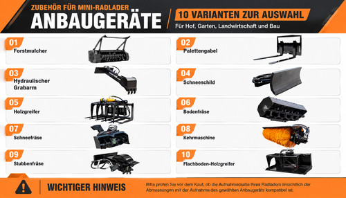 Mini radlader anbaugeräte - radlader,